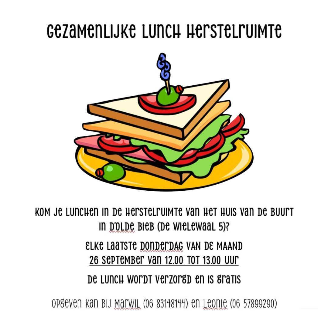 aankondiging lunch huis van de buurt